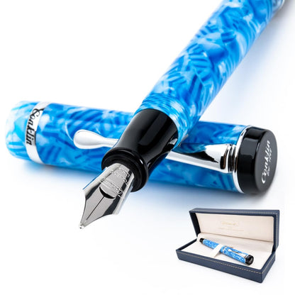 Conklin Duragraph Fountain Pen Ice Blue - Fine Nib, Elegant Writing Instrument with Cool Blue Finish