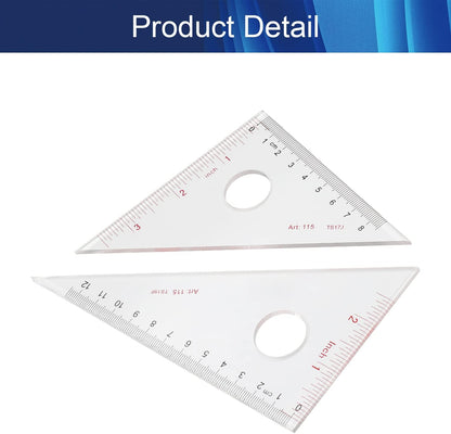 Clear 45/90 30/60 Triangular Set Plexiglass Metric/Inch 8cm/3.15 Inch 45/90 and 12cm/4.72 Inch 30/60 Degree Triangle for Learning 1 Set