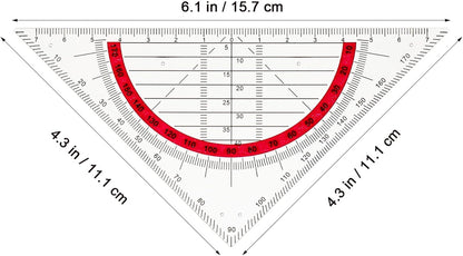 12pcs Triangular Protractor Ruler Set with Handles for Drafting