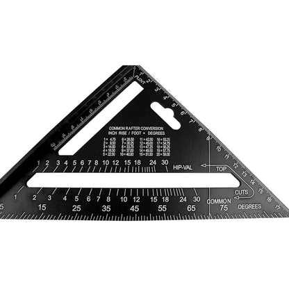 7Inch Triangle Ruler Measurement Tool Aluminium Alloy Carpenter Set Square Angle Woodworking Tools Try Square Triangular Metric Imperial (Metric)