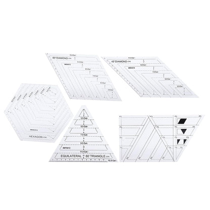 SUNGOOYUE Quilting Ruler Set, 5-Piece Transparent Patchwork Templates for
