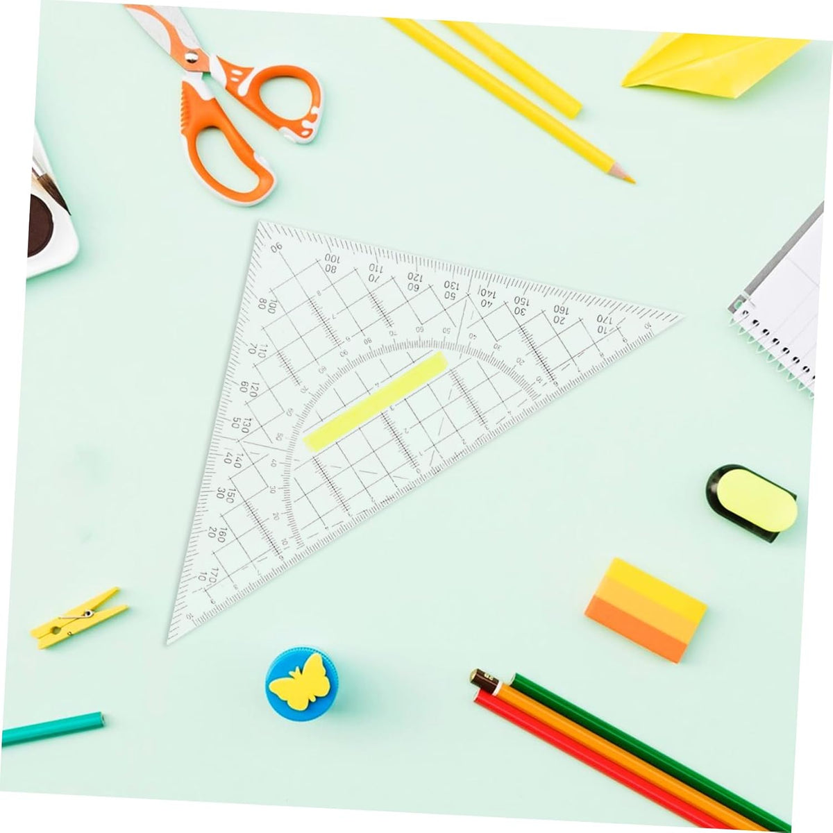 Plastic Geometry Set Drawing Triangle Rulers for Precise Angles 5pcs