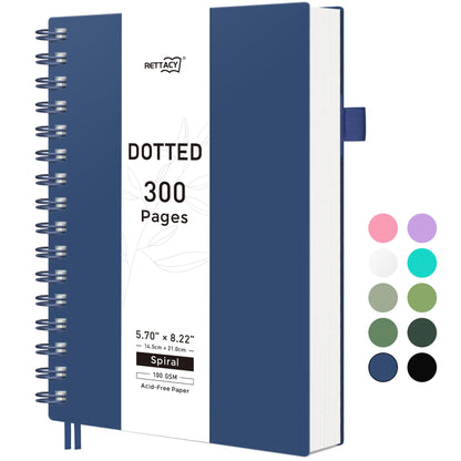 RETTACY Spiral College Ruled Notebook, 300 Pages, A5 Size (5.7" x 8.2")