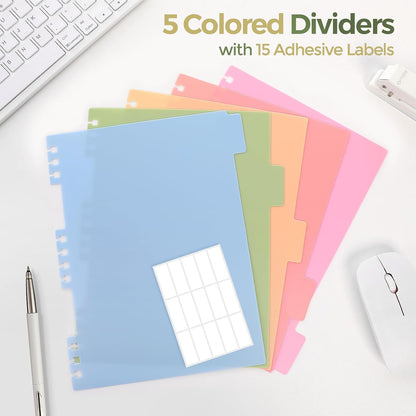 SKYDUE 5 Subject Notebook with Dividers and Tabs, Notebooks for Work