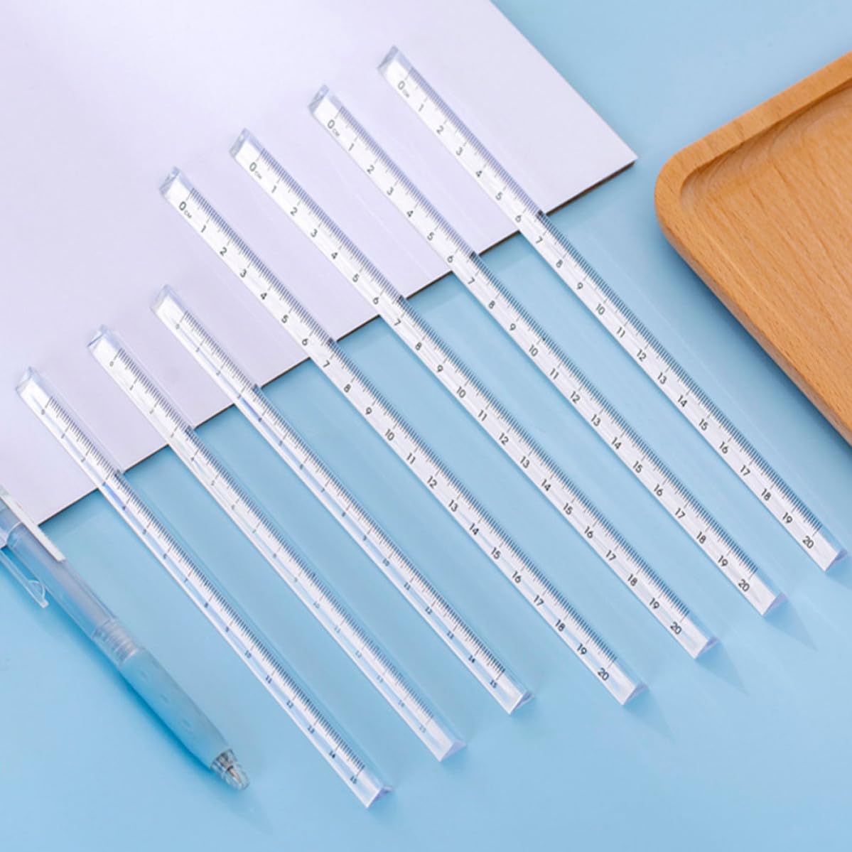 Triangular Ruler 20cm 10 Piece Plastic Set for Drafting Practice