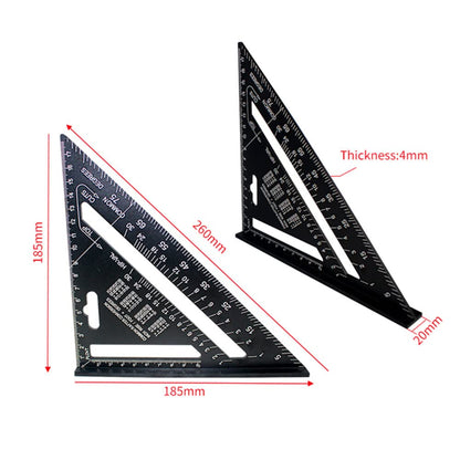 7Inch Triangle Ruler Measurement Tool Aluminium Alloy Carpenter Set Square Angle Woodworking Tools Try Square Triangular Metric Imperial (Metric)