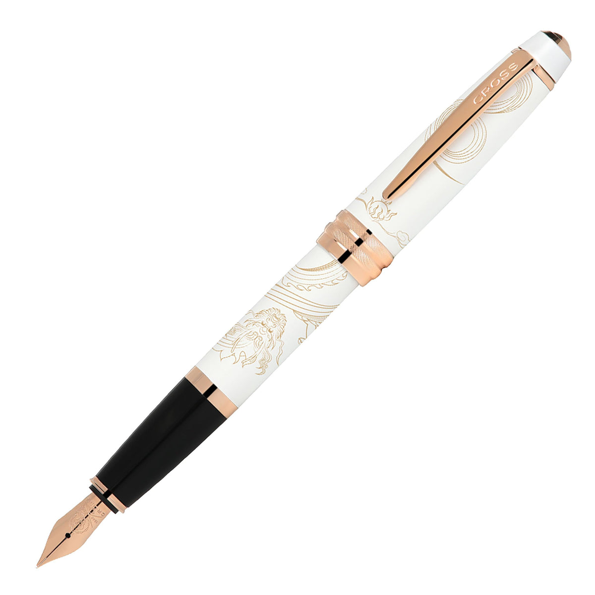 Cross Bailey Matte Black Lacquer Fine Nib Fountain Pen, Black Ink