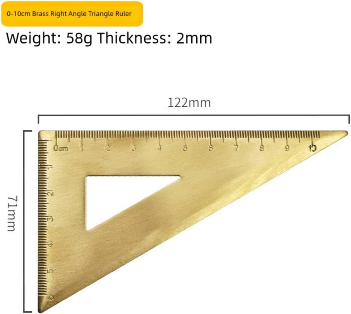 Solid Brass Golden Ruler Kit With Isosceles Triangle, Right Angle Triangle, 18Cm Measuring Scale And Protractor For School Or Office Use