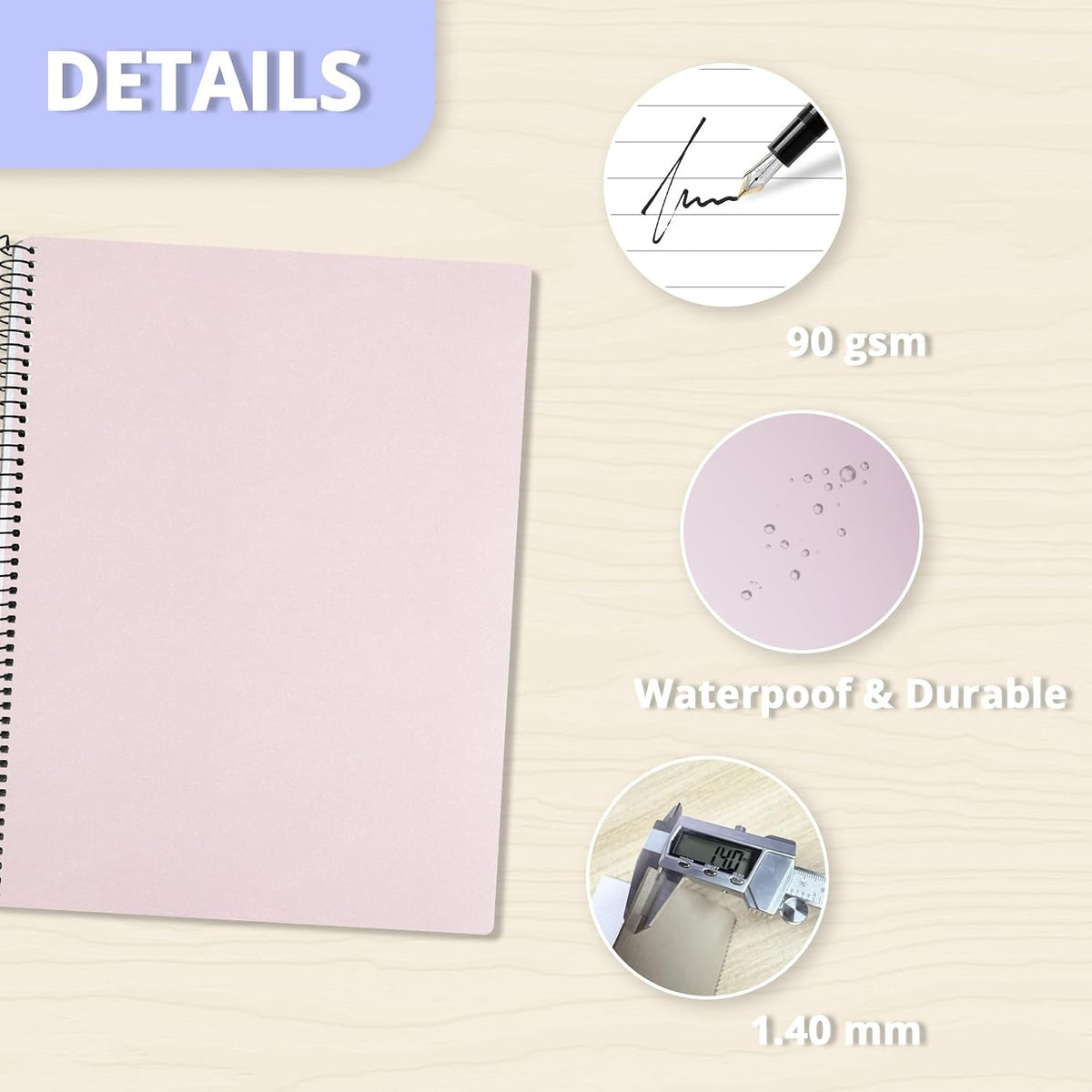 ONAVIA A5 Spiral Lined Journal Notebook, 5.8" x 8.3", 5 Pack, 160 Pages