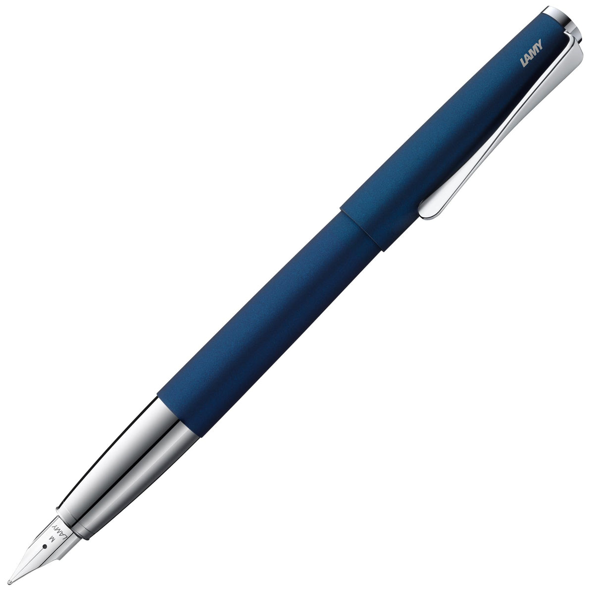 Lamy studio brushed - Fountain Pen in elegant metal body - steel nib, partially platinum-plated & in nib size M - incl T 10 blue ink cartridge