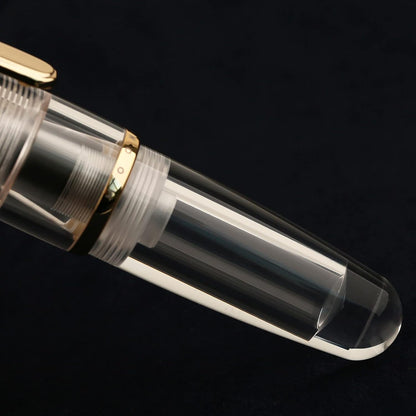 Lanxivi Majohn Q1 Fountain Pen Bent Nib Fude Pen, Little Fat Man Transparent Eyedropper Filling Pocket Pen Large Capacity