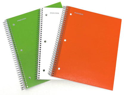 Mintra Office Durable Spiral Notebooks, 1 Subject, (Spring Pink, Sun Yellow, Arctic Ice, College Ruled 3pk)