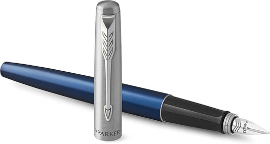 Parker Jotter Fountain Pen Royal Blue Medium Nib with Blue Ink Gift Box