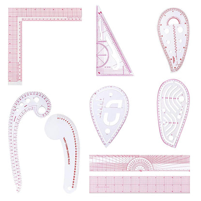9pcs French Metric Ruler Set, Curved Sewing Tools for Pattern Making