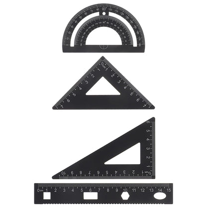 Metal Triangle Ruler Set, 4 Piece Aluminum Alloy Stationery