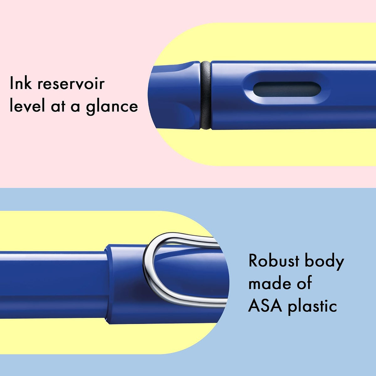 LAMY safari blue - Fountain Pen with ergonomic grip & polished steel nib in size F - ideal for any Writing & Calligraphy - including LAMY T 10 blue cartridge - Right-Handed