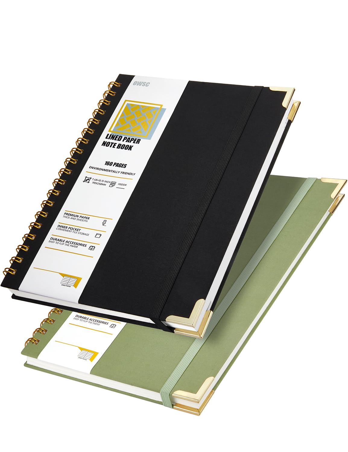 OWSC Lined Spiral Notebook, Hardcover 7.1 x 10 IN B5 Notebook, 3 Pack Mix