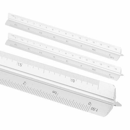 HARFINGTON 2 Pcs Architectural Scale Ruler, 12 Inch Metric Aluminum Alloy Architect Triangular Small Scale Laser-Etched Blueprint Drafting Ruler for Architects Engineers, Green