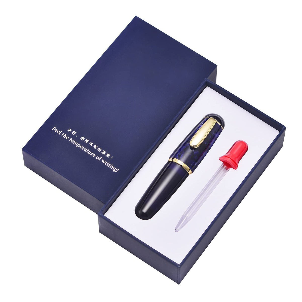 Lanxivi Majohn Q1 Fountain Pen Bent Nib Fude Pen, Little Fat Man Transparent Eyedropper Filling Pocket Pen Large Capacity