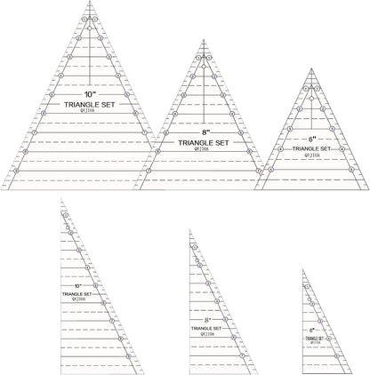 6 Set Tall Triangle Quilting Rulers for Quilting Templates 6 8 10 Inch Wedge Triangle Quilting Rulers and Templates, Sewing Templates for Sewing Cut Measurement DIY Craft Quilting Tools
