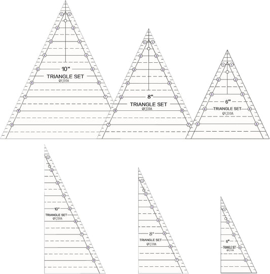 6 Set Tall Triangle Quilting Rulers for Quilting Templates 6 8 10 Inch Wedge Triangle Quilting Rulers and Templates, Sewing Templates for Sewing Cut Measurement DIY Craft Quilting Tools