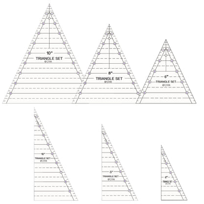 6 Set Tall Triangle Quilting Rulers for Quilting Templates 6 8 10 Inch Wedge Triangle Quilting Rulers and Templates, Sewing Templates for Sewing Cut Measurement DIY Craft Quilting Tools