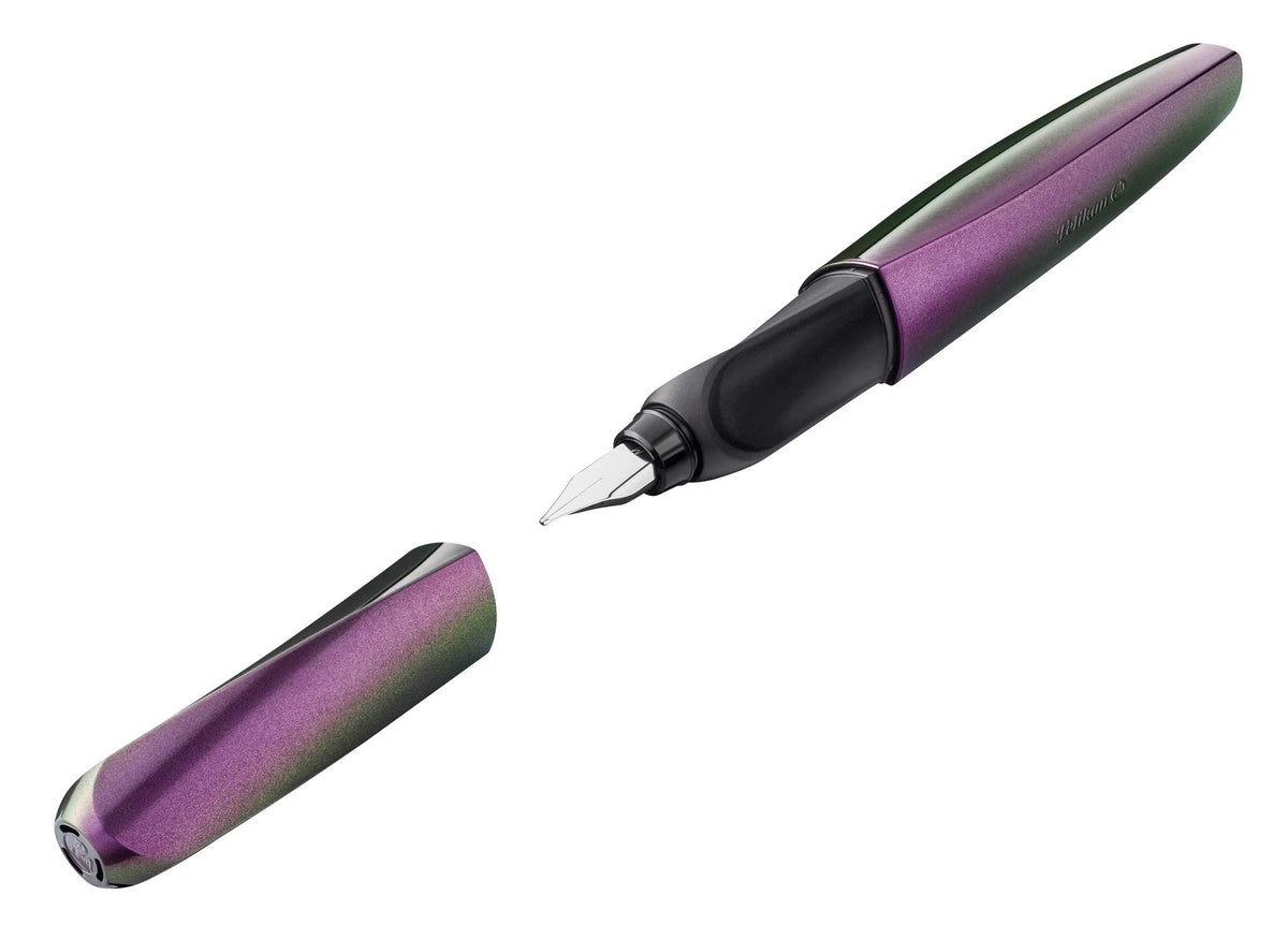 Pelikan Twist Fountain Pen with 1 Ink Cartridge, Medium Nib, Silver, Boxed (947101)