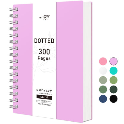 RETTACY Spiral College Ruled Notebook, 300 Pages, A5 Size (5.7" x 8.2")