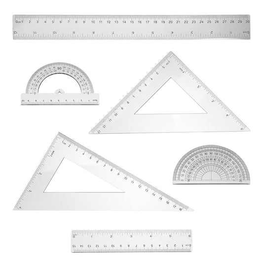 2 Sets Triangle Ruler Set Protractor and Dual Unit Measuring Tools
