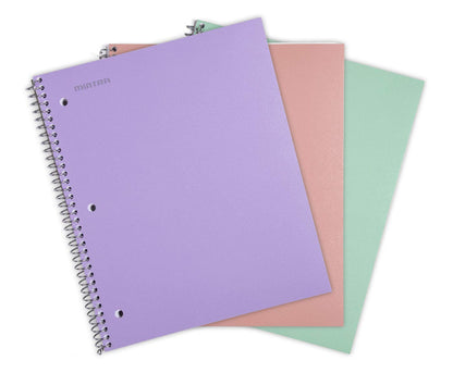 Mintra Office Durable Spiral Notebooks, 1 Subject, (Spring Pink, Sun Yellow, Arctic Ice, College Ruled 3pk)