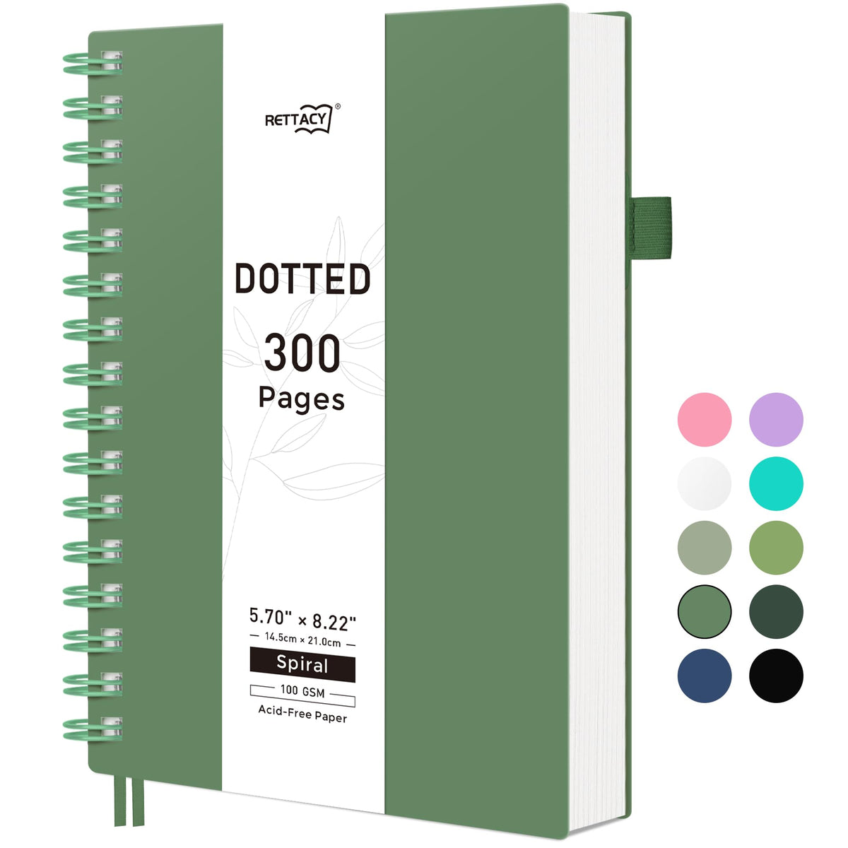 RETTACY Spiral College Ruled Notebook, 300 Pages, A5 Size (5.7" x 8.2")