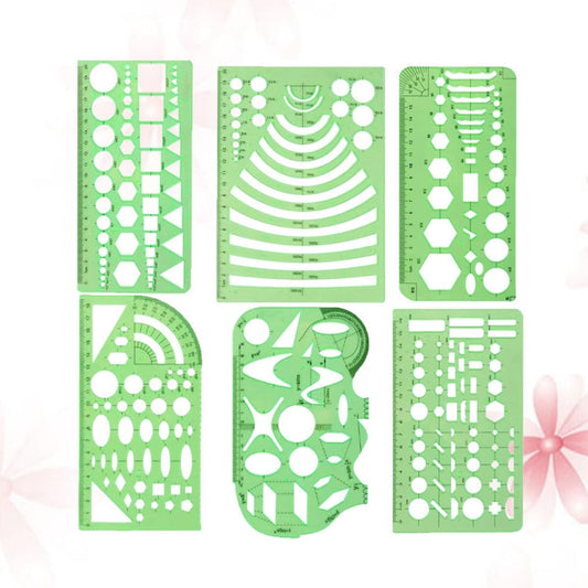 6 Piece Geometric Drawing Ruler Set for Designers