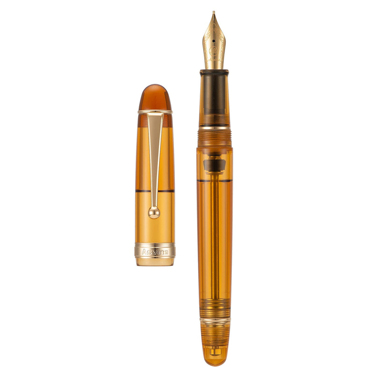 Asvine V126 Vacuum Filling Fountain Pen Extra Fine Nib, Transparent Clear Acrylic, Large-Capacity with Gift Case