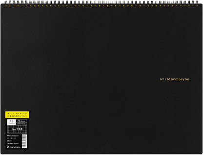 Maruman Mnemosyne Spiral Notebook, Horizontal A3, 11.69"x16.54", 5mm Grid