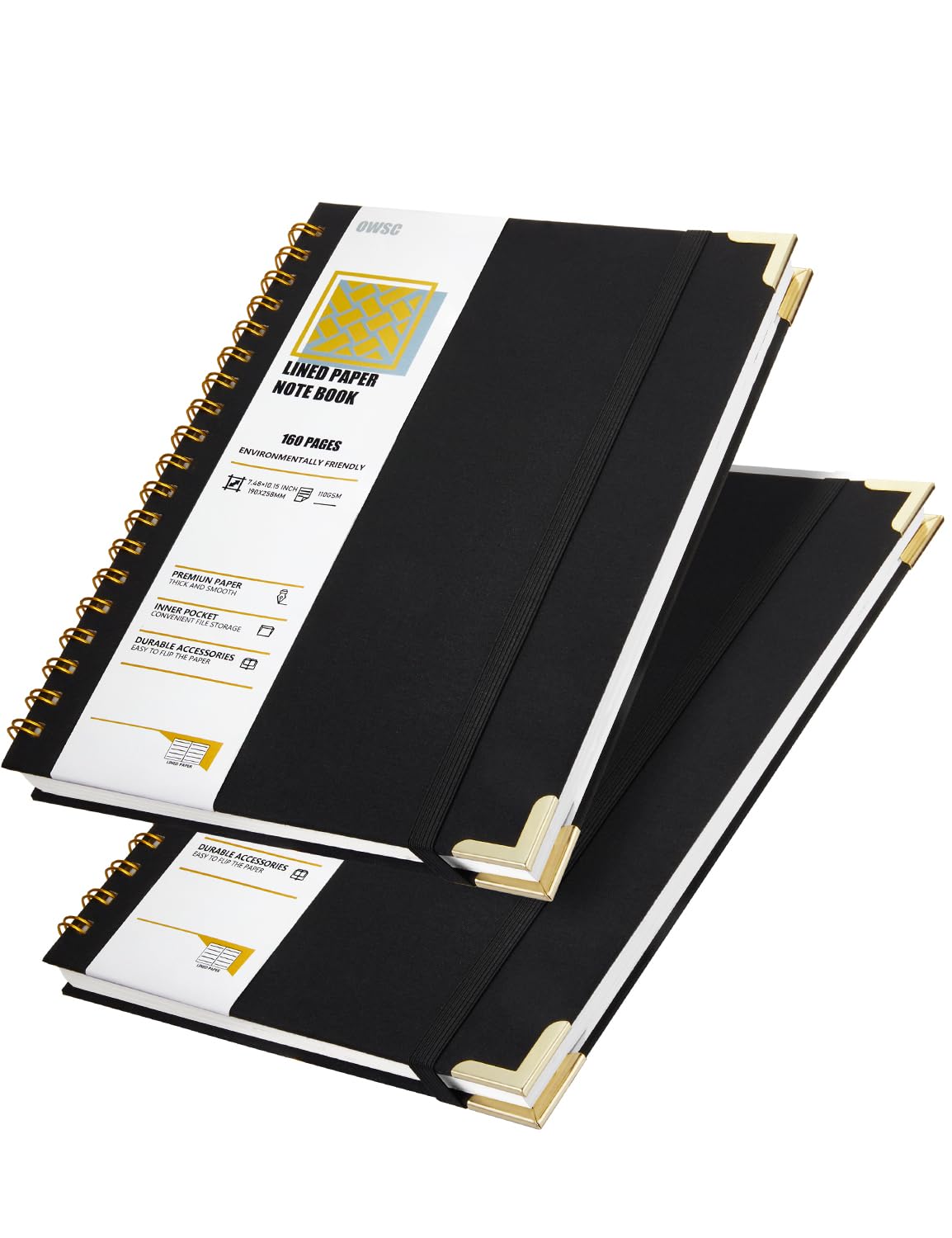 OWSC Lined Spiral Notebook, Hardcover 7.1 x 10 IN B5 Notebook, 3 Pack Mix