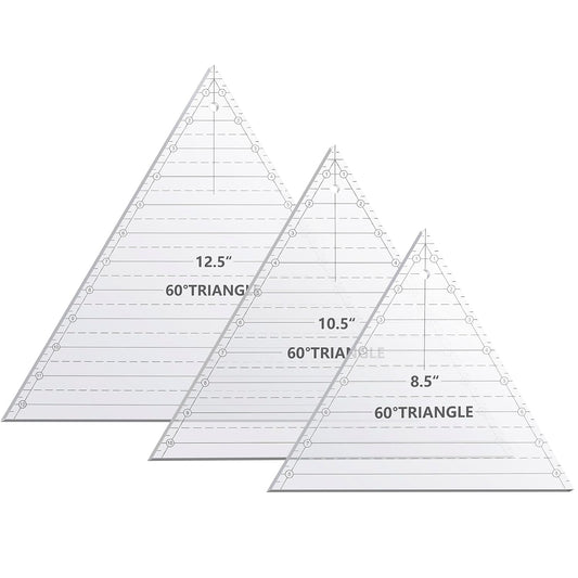 Kigley 3 Pcs 60 Degree Triangle Ruler for Quilting Acrylic Template Rulers Quilting Sewing Layer Cake Patchwork Supplies for Cutting Pattern DIY Craft (Clear,8.5,10.5,12.5 Inch)
