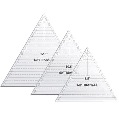 Kigley 3 Pcs 60 Degree Triangle Ruler for Quilting Acrylic Template Rulers Quilting Sewing Layer Cake Patchwork Supplies for Cutting Pattern DIY Craft(Clear,8,9,10 Inch)