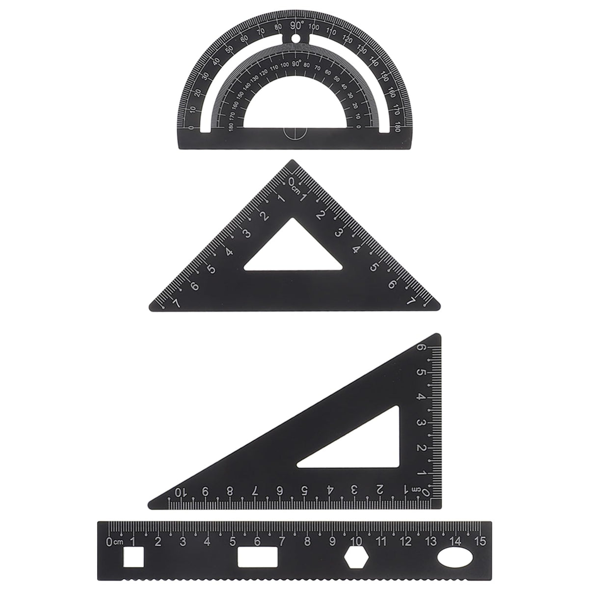Aluminum Alloy Metal Geometry Set, Ruler Kit for Drafting