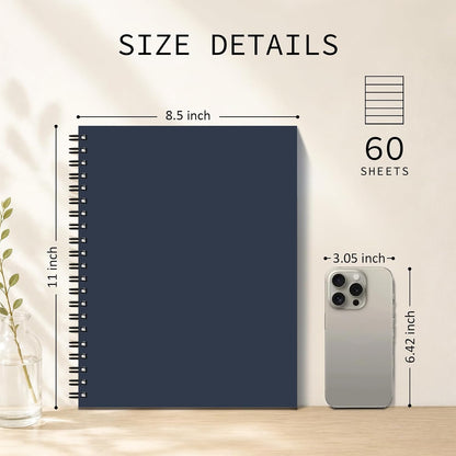 Lined Spiral Notebook 8.5"x11" 4 Pack Hardcover Journal 100GSM