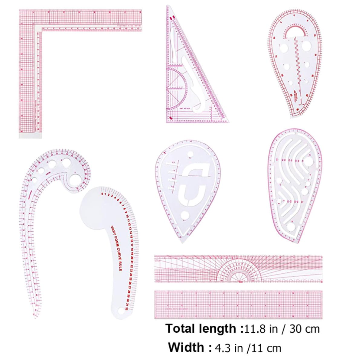 9pcs French Metric Ruler Set, Curved Sewing Tools for Pattern Making