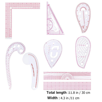 9pcs French Metric Ruler Set, Curved Sewing Tools for Pattern Making