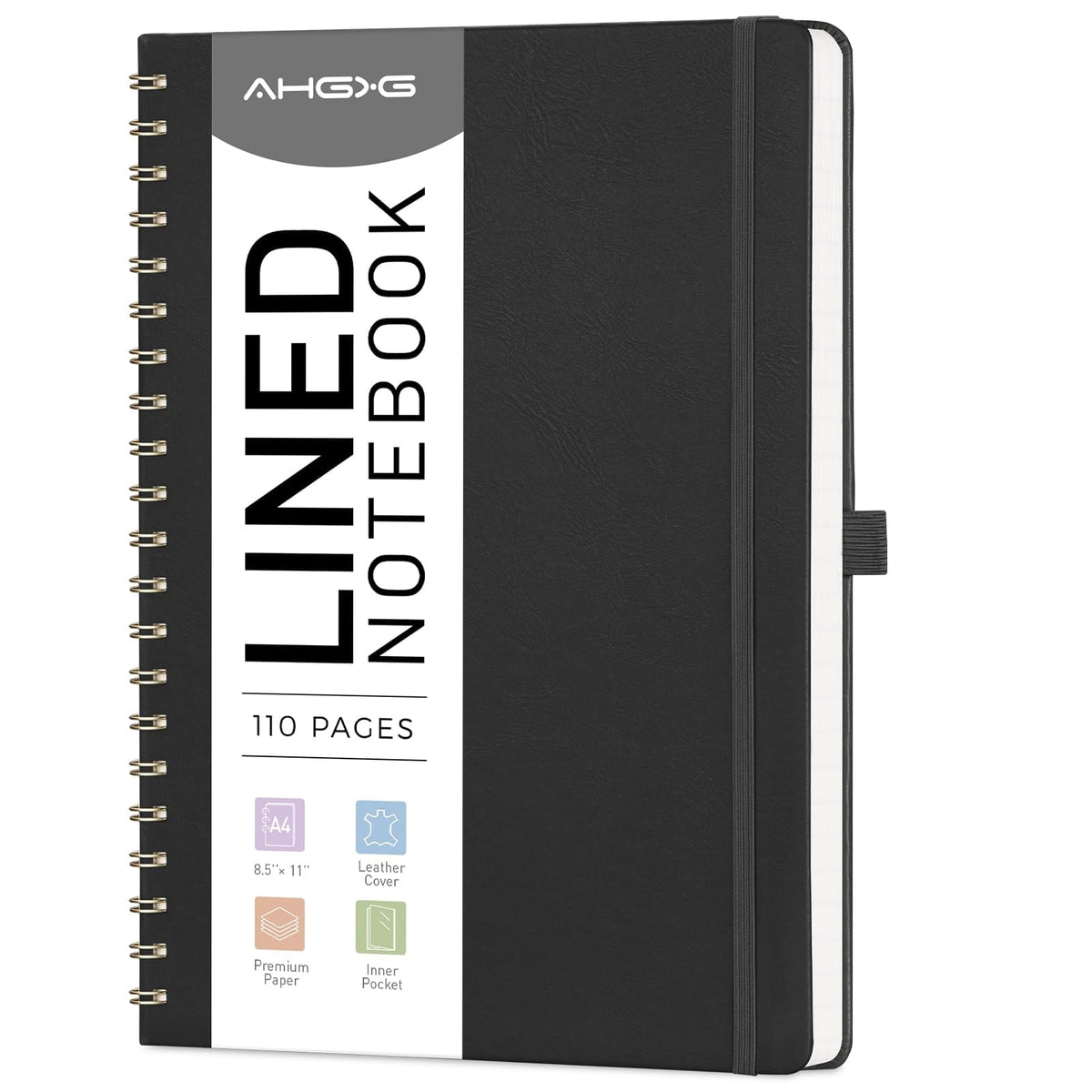 AHGXG Lined Spiral Journal Notebook, 110 Pages, A4 (8.5" x 11")