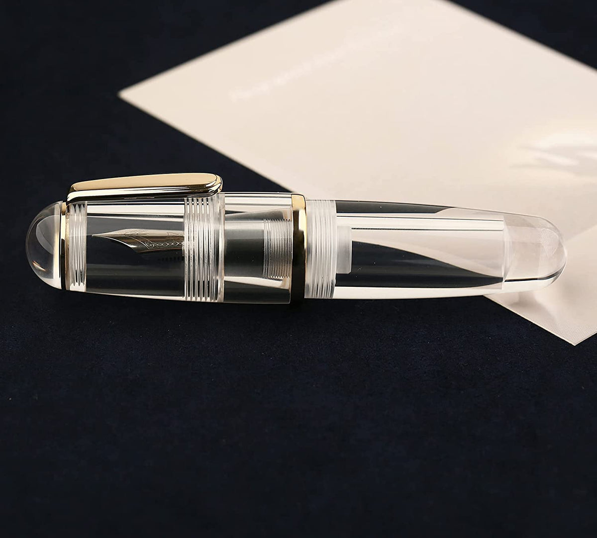Lanxivi Majohn Q1 Fountain Pen Bent Nib Fude Pen, Little Fat Man Transparent Eyedropper Filling Pocket Pen Large Capacity