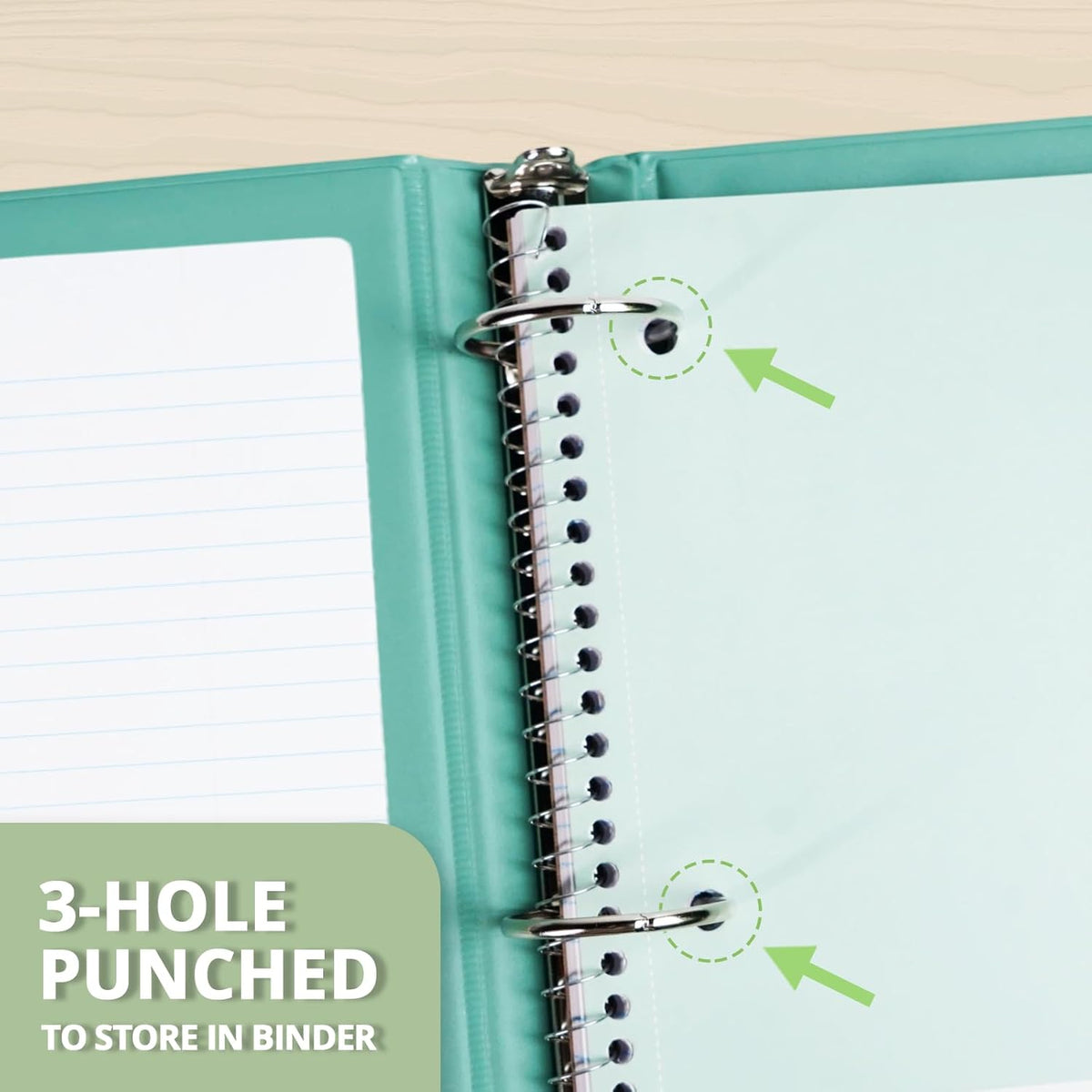 ONAVIA 1 Subject Spiral Notebook Wide Ruled 5 Pack, 140 Pages, Black