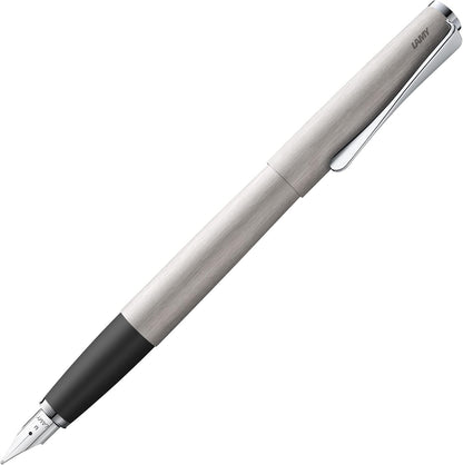 Lamy studio brushed - Fountain Pen in elegant metal body - steel nib, partially platinum-plated & in nib size M - incl T 10 blue ink cartridge