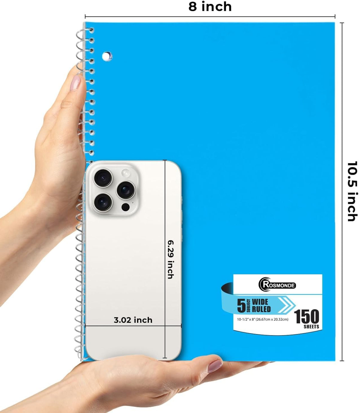 Rosmonde 24 Pack, 5 Subject Notebook Wide Ruled, 150 Sheets (300 Pages)