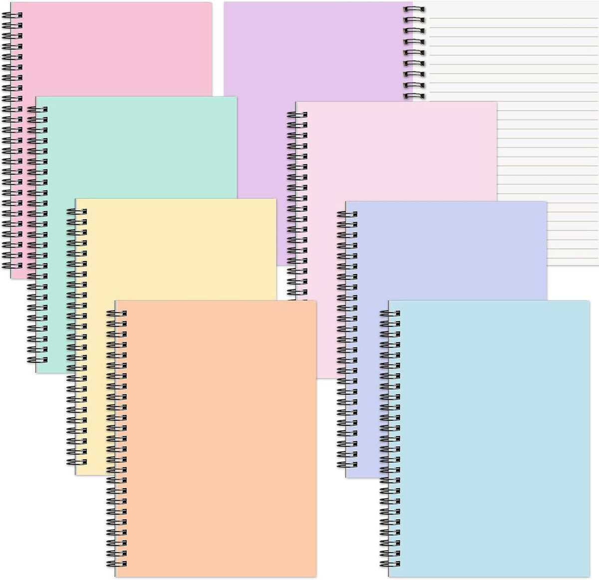 gisgfim 8 Pack Spiral Notebook A5 8.3 x 5.7 Inch College Ruled Spiral Journal Notebook 100 Pages/50 Sheets School Professional Journaling Notebooks for Business Work School Office Supplies(Colorful)