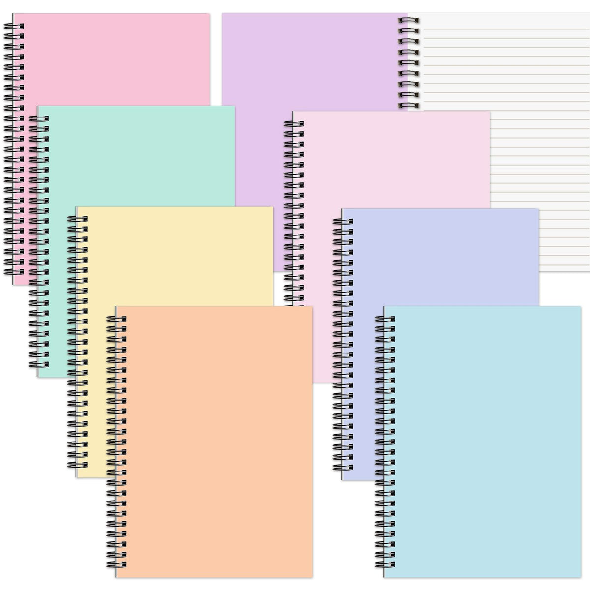 gisgfim 8 Pack Spiral Notebook A5 8.3 x 5.7 Inch College Ruled Spiral Journal Notebook 100 Pages/50 Sheets School Professional Journaling Notebooks for Business Work School Office Supplies(Colorful)