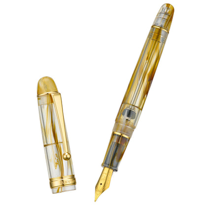 Asvine V126 Vacuum Filling Fountain Pen Extra Fine Nib, Transparent Clear Acrylic, Large-Capacity with Gift Case