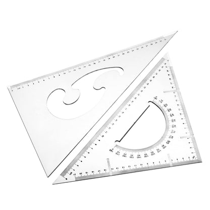 Utoolmart Triangle Ruler Set, 30cm / 11.8-inch Plexiglass Right Angle Ruler,Aluminum Alloy Triangular Ratio Scale Ruler, Measuring Tool for Drafting Drawing Learning Math Geometry Ruler 1 Pcs